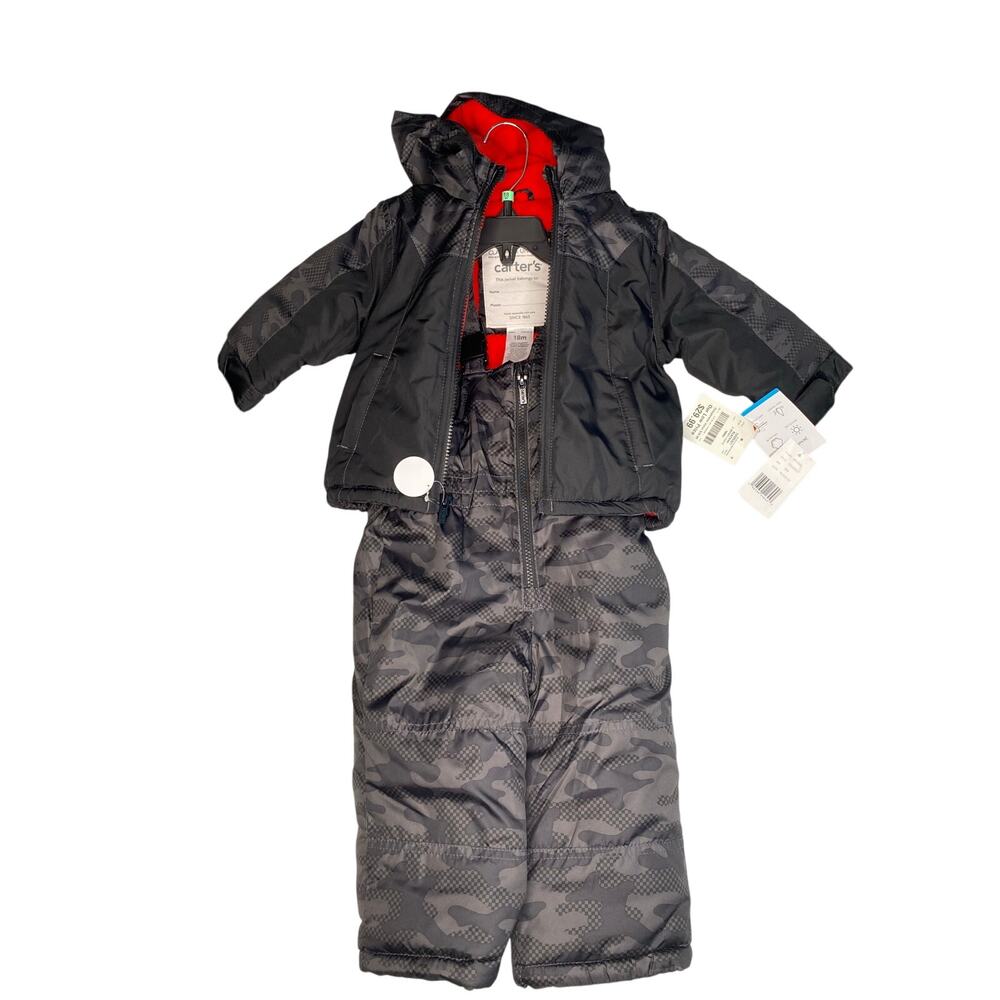 Carter's Boys' 2-Piece  Snowsuit Jacket Set Outfit Camo Black
